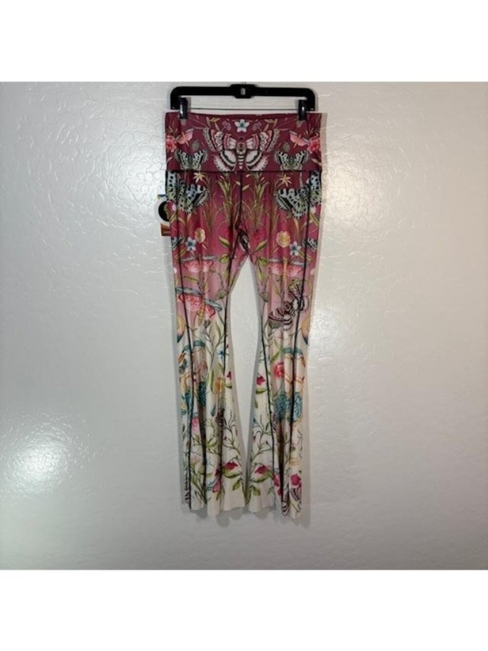 Yoga Democracy Pants Womens XL Multicolor Bell Bottoms Butterfly Floral Yoga